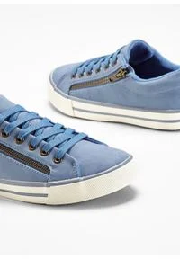 Sneakersy bonprix matowy niebieski. Kolor: niebieski. Materiał: syntetyk, materiał, skóra #4
