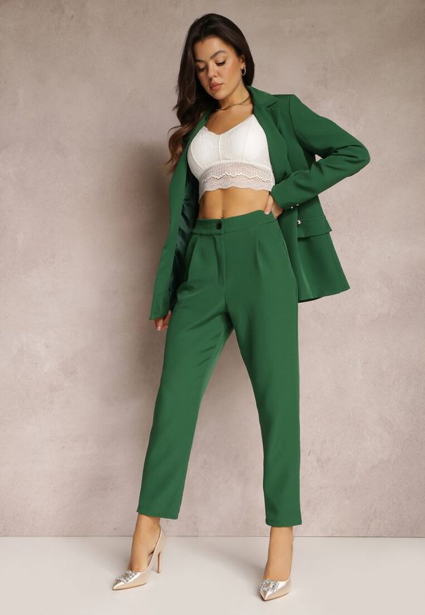 Renee - Zielone Spodnie Cygaretki Zalko. Okazja: na co dzień. Kolor: zielony. Styl: klasyczny, elegancki, casual