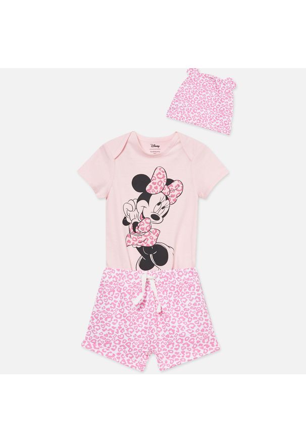 Sinsay - Zestaw dla niemowlaka z czapeczką Minnie Mouse - Różowy. Kolor: różowy. Wzór: motyw z bajki