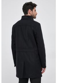 Karl Lagerfeld Płaszcz wełniany kolor czarny przejściowy. Okazja: na co dzień. Kolor: czarny. Materiał: wełna. Wzór: gładki. Styl: casual, klasyczny