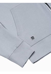 Ombre Clothing - Bluza męska rozpinana z kapturem - szara V5 B1145 - S. Typ kołnierza: kaptur. Kolor: szary. Materiał: bawełna. Styl: klasyczny #4