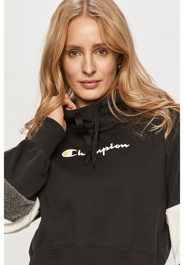 Champion - Bluza bawełniana. Okazja: na co dzień. Kolor: czarny. Materiał: bawełna. Styl: casual