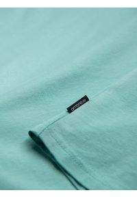 Ombre Clothing - Męska klasyczna bawełniana koszulka z dekoltem w serek BASIC – turkusowa V15. Typ kołnierza: dekolt w serek. Kolor: turkusowy. Materiał: bawełna. Wzór: ze splotem, jednolity. Styl: klasyczny #2