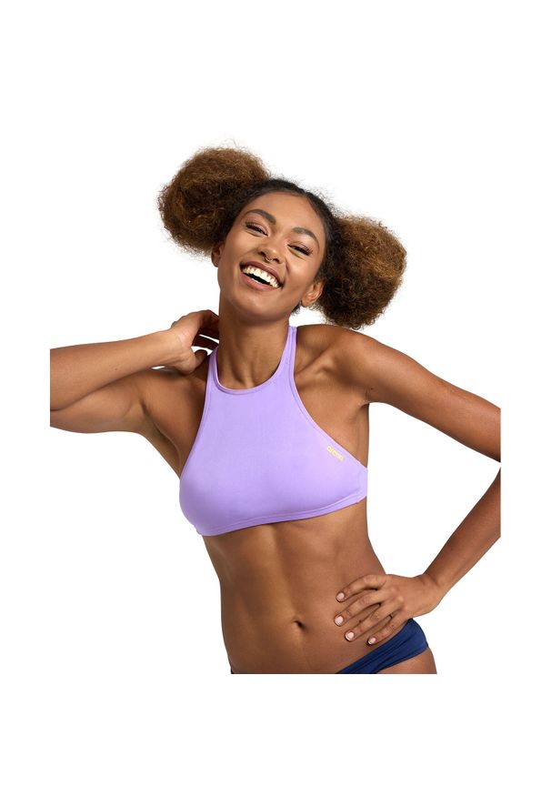 Góra od stroju kąpielowego damski dwuczęściowy strój na basen Arena Crop. Kolor: wielokolorowy, niebieski, żółty