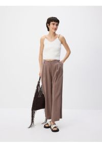 Reserved - Szerokie spodnie z modalu - beżowy. Kolor: beżowy #1