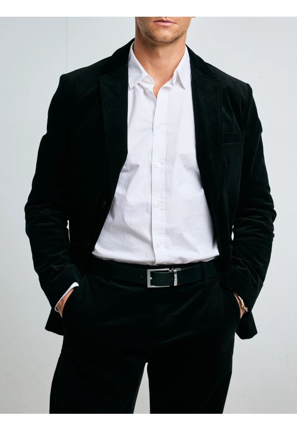 Big-Star - Pasek męski skórzany dwustronny ze srebrną klamrą czarny Ariso 906. Kolor: czarny. Materiał: skóra. Wzór: gładki. Styl: elegancki, casual, klasyczny, biznesowy