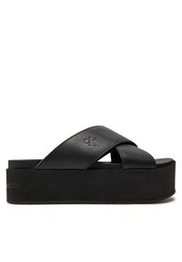 Calvin Klein Jeans Klapki Flatform Cross Mg Uc YW0YW01349 Czarny. Kolor: czarny. Materiał: skóra