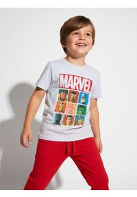 Sinsay - Bawełniana koszulka z nadrukiem Avengers - szary. Kolor: szary. Materiał: bawełna. Wzór: motyw z bajki, nadruk #1