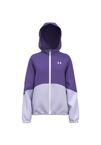 Kurtka przejściowa dziewczęca Under Armour UA Sport Windbreaker Jkt - fioletowa. Kolor: fioletowy. Materiał: tkanina, poliester, materiał. Styl: sportowy