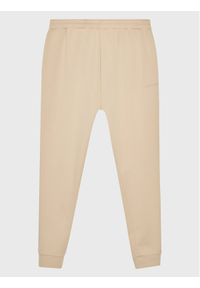 Calvin Klein Curve Spodnie dresowe Inclusive Micro Logo K20K204884 Beżowy Regular Fit. Kolor: beżowy. Materiał: syntetyk, bawełna