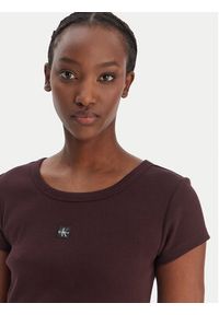 Calvin Klein Jeans T-Shirt LV047C200G Brązowy Slim Fit. Kolor: brązowy. Materiał: bawełna #4