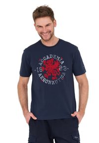 Aeronautica Militare - AERONAUTICA MILITARE Granatowy bawełniany męski t-shirt M.C., Rozmiar XL. Kolor: niebieski. Materiał: bawełna #2