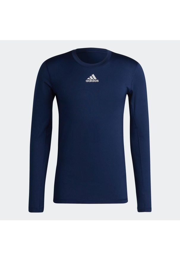 Adidas - Koszulka z długim rękawem adidas Techfit. Kolor: niebieski. Długość rękawa: długi rękaw. Technologia: Techfit (Adidas). Długość: długie. Sport: piłka nożna