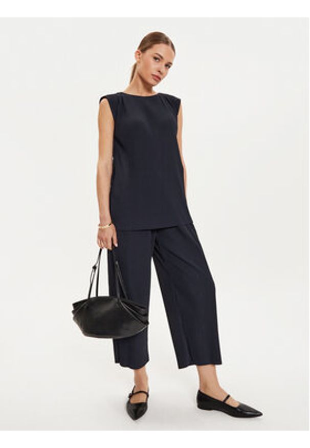 Max Mara Leisure Spodnie materiałowe Rolanda 24267860 Granatowy Relaxed Fit. Kolor: niebieski. Materiał: syntetyk