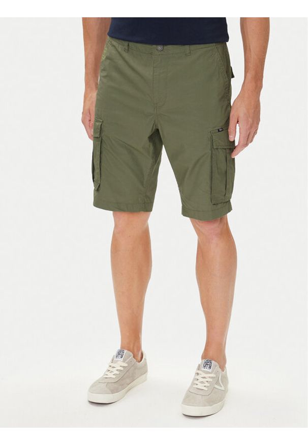 Petrol Industries Szorty materiałowe M-1050-SHO600 Zielony Cargo Fit. Kolor: zielony. Materiał: bawełna