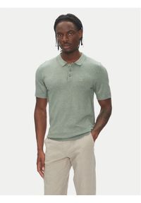 Lindbergh Polo 30-800159 Zielony Slim Fit. Typ kołnierza: polo. Kolor: zielony. Materiał: wiskoza #1