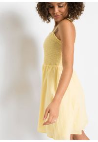 Sukienka z przeszyciem cienkimi gumkami bonprix żółty. Kolor: żółty #4
