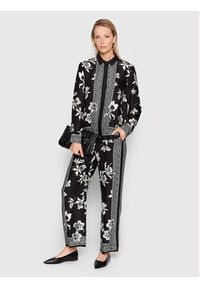 The Kooples Spodnie materiałowe Orchid Scarf FPAN24077K Czarny Casual Fit. Okazja: na co dzień. Kolor: czarny. Materiał: materiał, wiskoza. Styl: casual