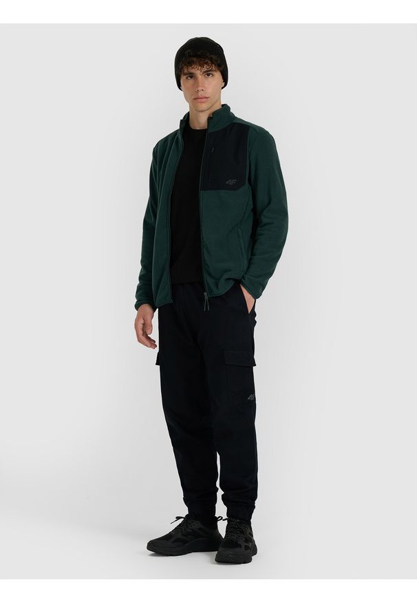 4f - 4F Polar ze stójką regular męski - zielony M. Typ kołnierza: kołnierzyk stójkowy. Kolor: zielony. Materiał: polar. Sport: wspinaczka