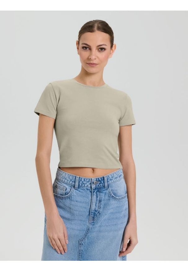 Sinsay - Crop top - zielony. Kolor: zielony