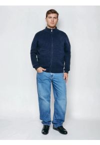 Big-Star - Sweter męski ze stójką granatowy Karlison 403. Okazja: do pracy. Typ kołnierza: kołnierzyk stójkowy. Kolor: niebieski. Wzór: ze splotem. Styl: elegancki #5