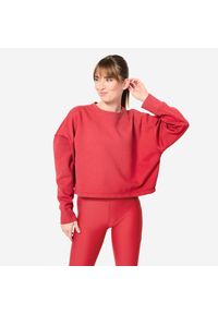 DOMYOS - Bluza damska Domyos Gym & Pilates crop. Kolor: czerwony, różowy, wielokolorowy. Materiał: bawełna, włókno, materiał, dzianina. Długość: krótkie. Sport: joga i pilates