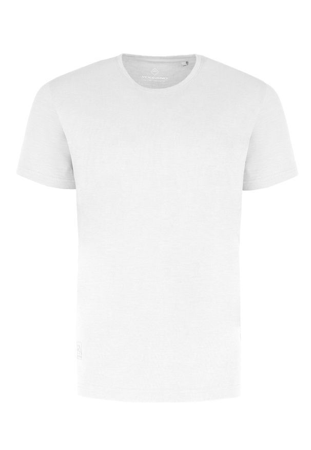 Volcano - Gładka koszulka TM-MODE. Kolor: biały. Materiał: bawełna, materiał. Długość rękawa: krótki rękaw. Długość: krótkie. Wzór: gładki. Styl: klasyczny