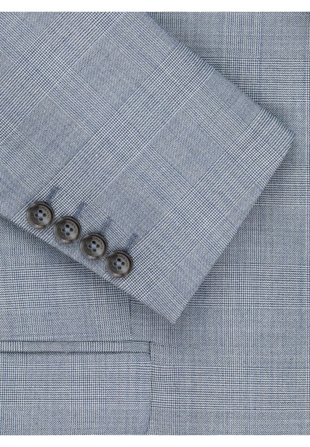 Pako Lorente - PAKO LORENTE – Niebieska marynarka garniturowa w kraciasty deseń. Okazja: na ślub cywilny, na wesele, na komunię. Kolor: niebieski. Materiał: wełna, lycra, poliester