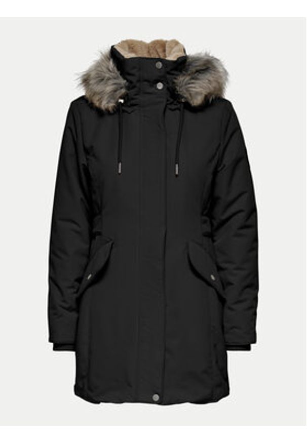 only - ONLY Parka New Priska 15300627 Czarny Regular Fit. Kolor: czarny. Materiał: syntetyk