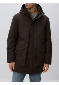 Reserved - Wodoodporna parka z kapturem - brązowy. Typ kołnierza: kaptur. Kolor: brązowy. Materiał: tkanina