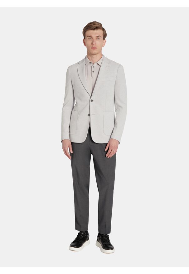 Pako Lorente - PAKO LORENTE - Szara marynarka z dzianiny. Kolor: szary. Materiał: dzianina. Sezon: jesień