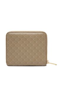 Calvin Klein Portfel Emblem Aop Square Zip Around LV04F1089G Beżowy. Kolor: beżowy. Materiał: materiał #2