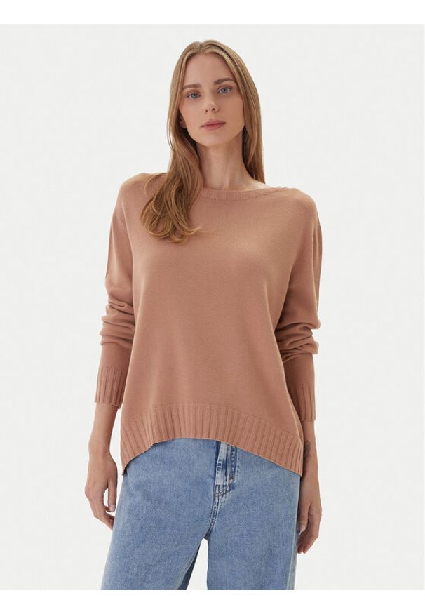 Kontatto Sweter 3M0808C Beżowy Relaxed Fit. Kolor: beżowy. Materiał: syntetyk