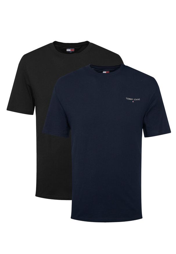 Tommy Jeans Komplet t-shirtów Linear DM0DM22316 Czarny Slim Fit. Kolor: czarny. Materiał: bawełna