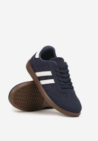 Born2be - Granatowe Buty Sportowe Sneakersy z Paskami z Boku Nalovelle. Okazja: na co dzień. Zapięcie: pasek. Kolor: niebieski. Materiał: jeans