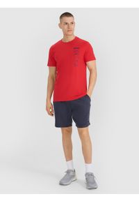 4f - 4F T-shirt regular z nadrukiem męski - czerwony XL. Okazja: na co dzień. Kolor: czerwony. Materiał: bawełna, materiał, jersey. Długość rękawa: krótki rękaw. Długość: krótkie. Wzór: nadruk. Styl: klasyczny, sportowy, casual