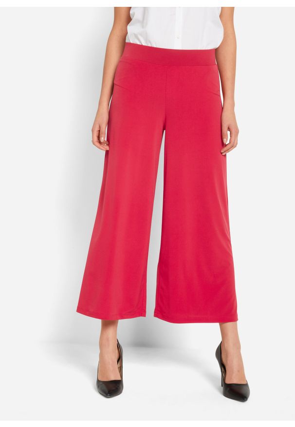 bonprix - Spodnie culotte z dżerseju. Kolor: czerwony. Materiał: jersey. Styl: elegancki