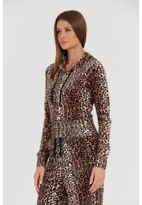 Juicy Couture - JUICY COUTURE Bluza damska Marissa Leopard Velour Track Top. Kolor: brązowy #5