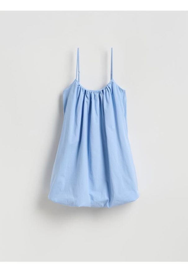 Reserved - Sukienka bombka - jasnoniebieski. Kolor: niebieski. Materiał: dzianina. Typ sukienki: bombki