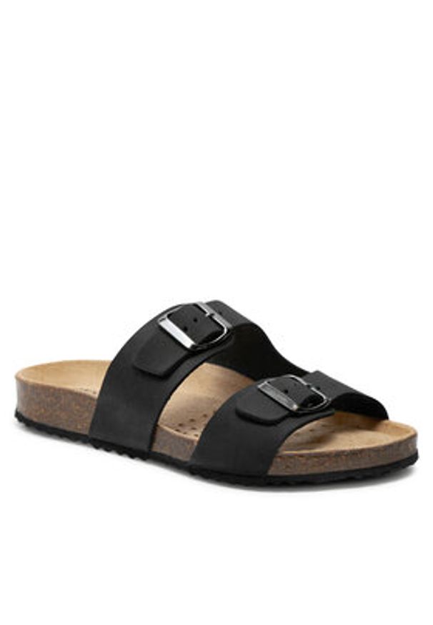 Geox Klapki D Brionia D35LSL 00032 C9999 Czarny. Kolor: czarny. Materiał: nubuk, skóra