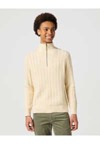 Wrangler - MĘSKI SWETER WRANGLER HALF ZIP KNIT ECRU 112357290