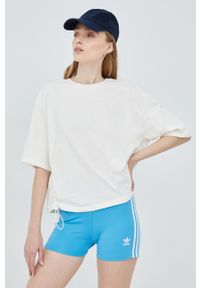 adidas Originals t-shirt bawełniany Trefoil Moments HE9561 kolor beżowy. Kolor: beżowy. Materiał: bawełna. Długość rękawa: krótki rękaw. Długość: krótkie #3