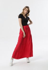 Born2be - Czerwona Spódnica Amalthea. Kolor: czerwony. Materiał: materiał, bawełna. Wzór: aplikacja. Sezon: wiosna, lato #6