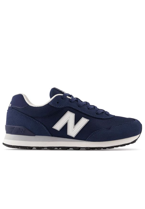 Buty męskie New Balance ML515NVY - granatowe. Okazja: na co dzień. Kolor: niebieski. Materiał: zamsz, materiał, syntetyk. Szerokość cholewki: normalna