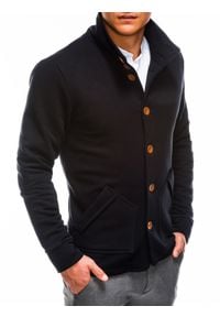 Ombre Clothing - Bluza męska rozpinana bez kaptura CARMELO - czarna - XL. Typ kołnierza: bez kaptura. Kolor: czarny. Materiał: dzianina, poliester, bawełna