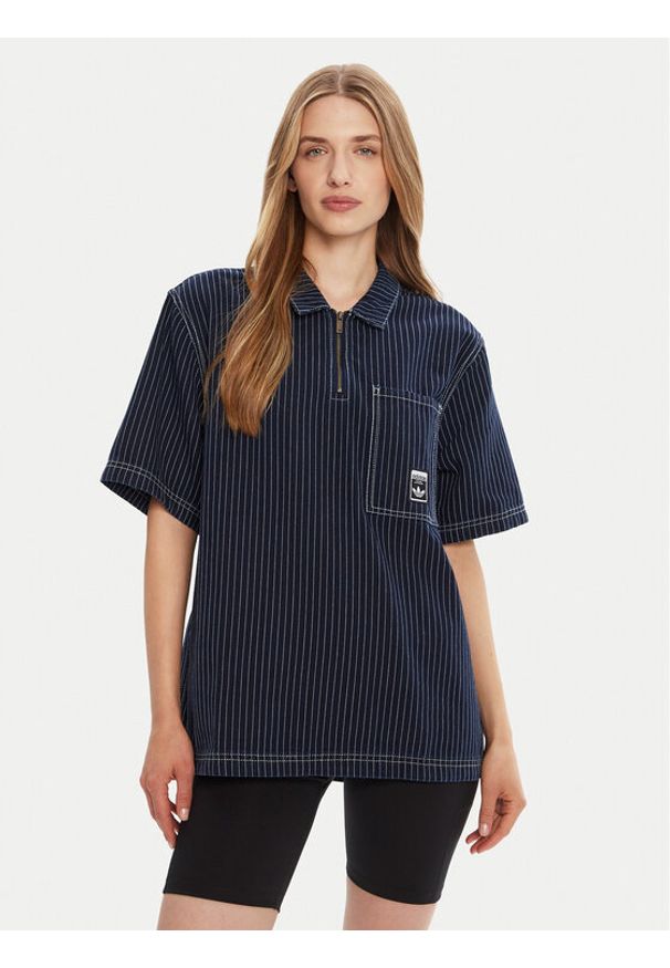 Adidas - adidas Polo Wabash JW0169 Granatowy Loose Fit. Typ kołnierza: polo. Kolor: niebieski. Materiał: bawełna