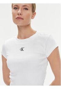Calvin Klein Jeans T-Shirt J20J218337 Biały Slim Fit. Kolor: biały. Materiał: bawełna