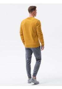 Ombre Clothing - Bluza męska bez kaptura bawełniana B1146 - musztardowa - XXL. Okazja: na co dzień. Typ kołnierza: bez kaptura. Kolor: żółty. Materiał: bawełna. Styl: casual, klasyczny #4