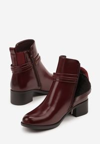 Born2be - Bordowe Botki Sztyblety z Metalicznymi Ozdobami Falavela. Okazja: na co dzień. Zapięcie: zamek. Kolor: czerwony. Wzór: aplikacja. Styl: casual, elegancki #6