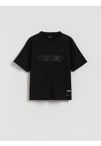 Reserved - T-shirt oversize - czarny. Kolor: czarny. Materiał: bawełna, dzianina